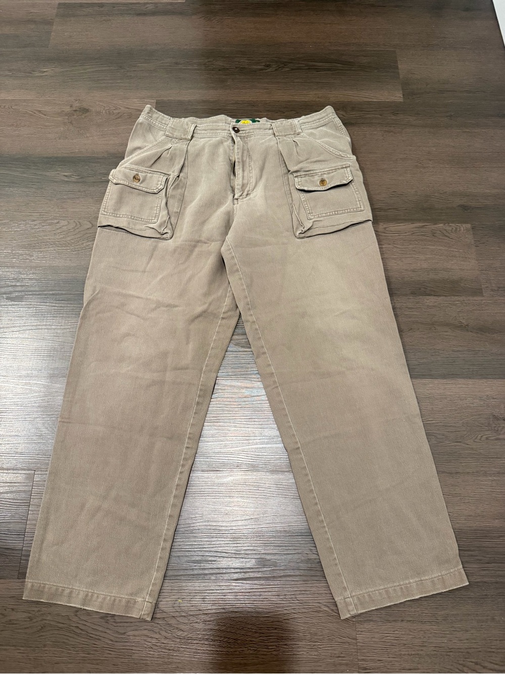 Cabella’s Corduroy Men's Cargo Pants — Beige Utility Style 40x30